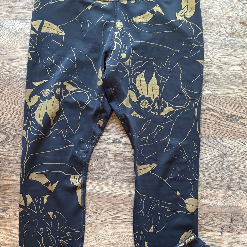 Nike Black and Gold Floral Leggings